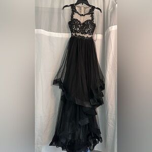 TLC Black Tulle Prom Gown